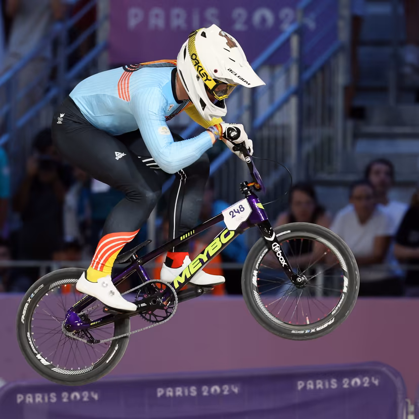 Belgian BMX'er Ruben Gommers pictured in action during the quarterfinals of the men's BMX competition at the Paris 2024 Olympic Games, on Thursday 01 August 2024 in Paris, France. The Games of the XXXIII Olympiad are taking place in Paris from 26 July to 11 August. The Belgian delegation counts 165 athletes competing in 21 sports. BELGA PHOTO BENOIT DOPPAGNE