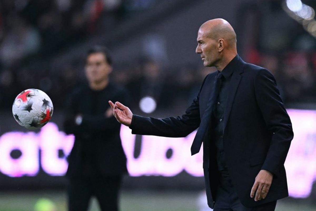 France's head coach Zinedine Zidane throws the ball during the UEFA Nations League (League A, Group 1) first leg football match between Turkey and France at the Kocaeli Stadium in Izmit, on September 25, 2026. OZAN KOSE / AFP