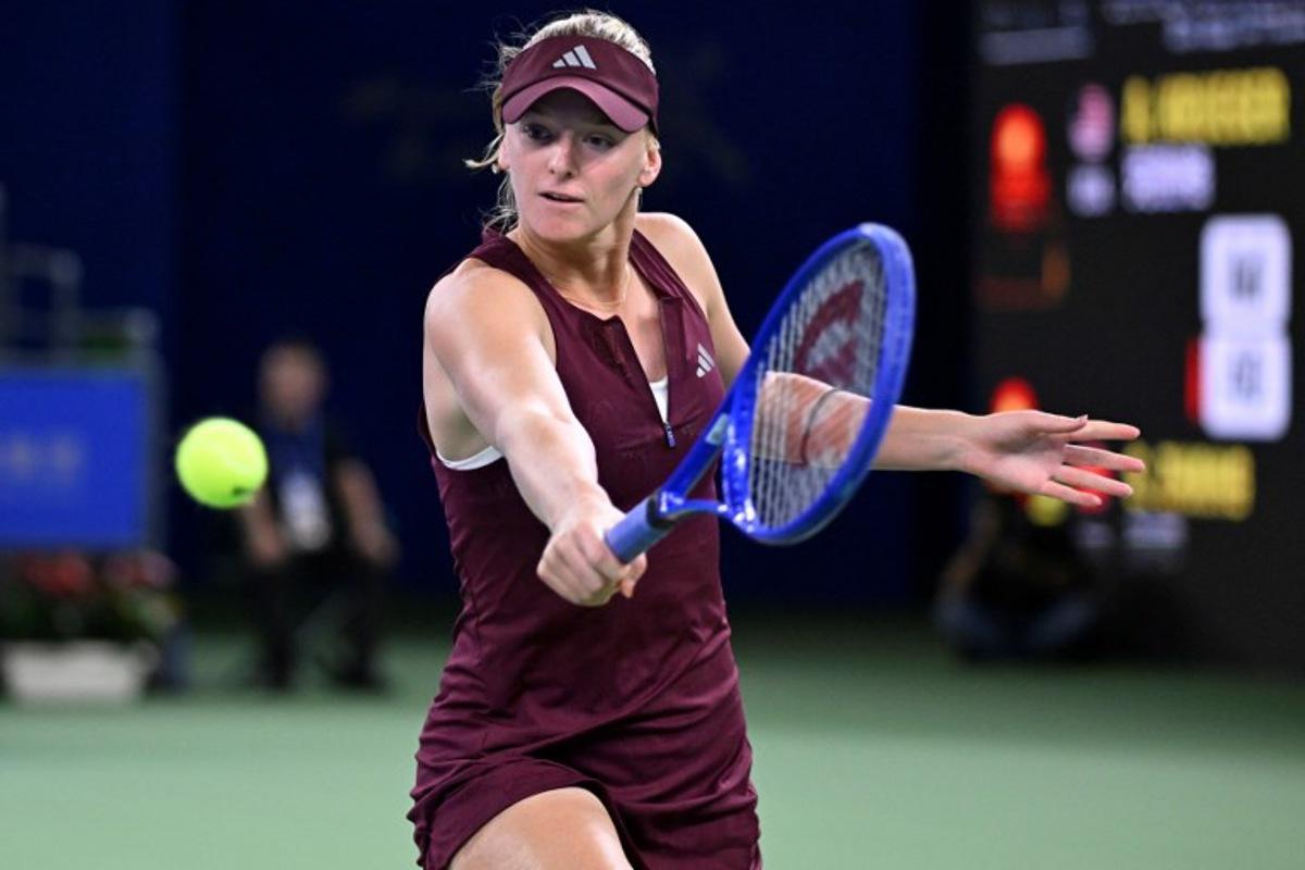 USA's Ashlyn Krueger hits a return to China's Zhang Shuai during their women's singles match at the Wuhan Open tennis tournament in Wuhan, China's Hubei province on October 13, 2026. WANG Zhao / AFP