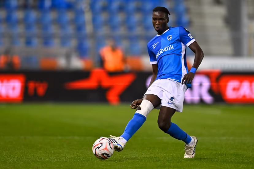 Genk's Ibrahima Sory Bangoura pictured during a soccer match between KRC Genk and SK Beveren, Friday 28 August 2026 in Genk, on day 4 of the 2026-2027 'Jupiler Pro League' first division of the Belgian championship. BELGA PHOTO JOHAN EYCKENS
