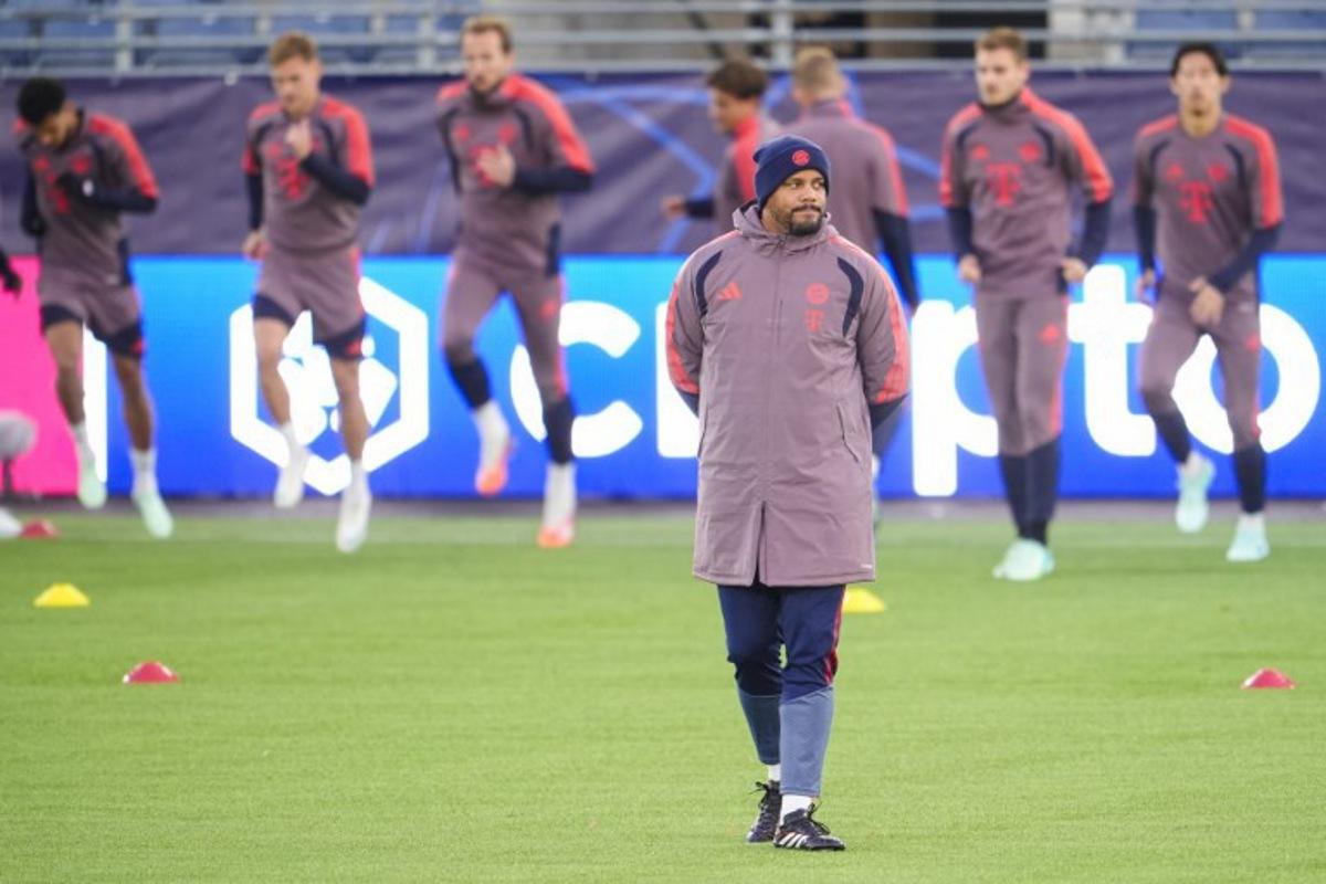 Bayern Munich's Belgian head coach Vincent Kompany oversees the MD-1 training session on the eve of the UEFA Champions League match between Viking and FC Bayern Munich at Lyse Arena in Stavanger, Norway on October 12, 2026. Lise Åserud / NTB / AFP