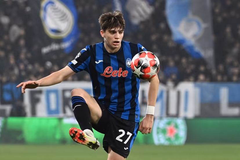 Atalanta's Italian defender #27 Marco Palestra controls the ball during the UEFA Champions League football match between Atalanta and Sturm Graz at the Gewiss Stadium in Bergamo, on January 21, 2025. Isabella BONOTTO / AFP