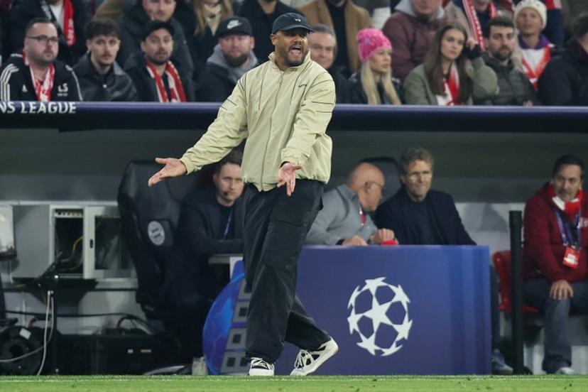 Bayern Munich's Belgian head coach Vincent Kompany reacts from the sidelines during the UEFA Champions League quarter-final second leg football match between FC Bayern Munich and Real Madrid in Munich, southern Germany, on April 15, 2026. Alexandra BEIER / AFP