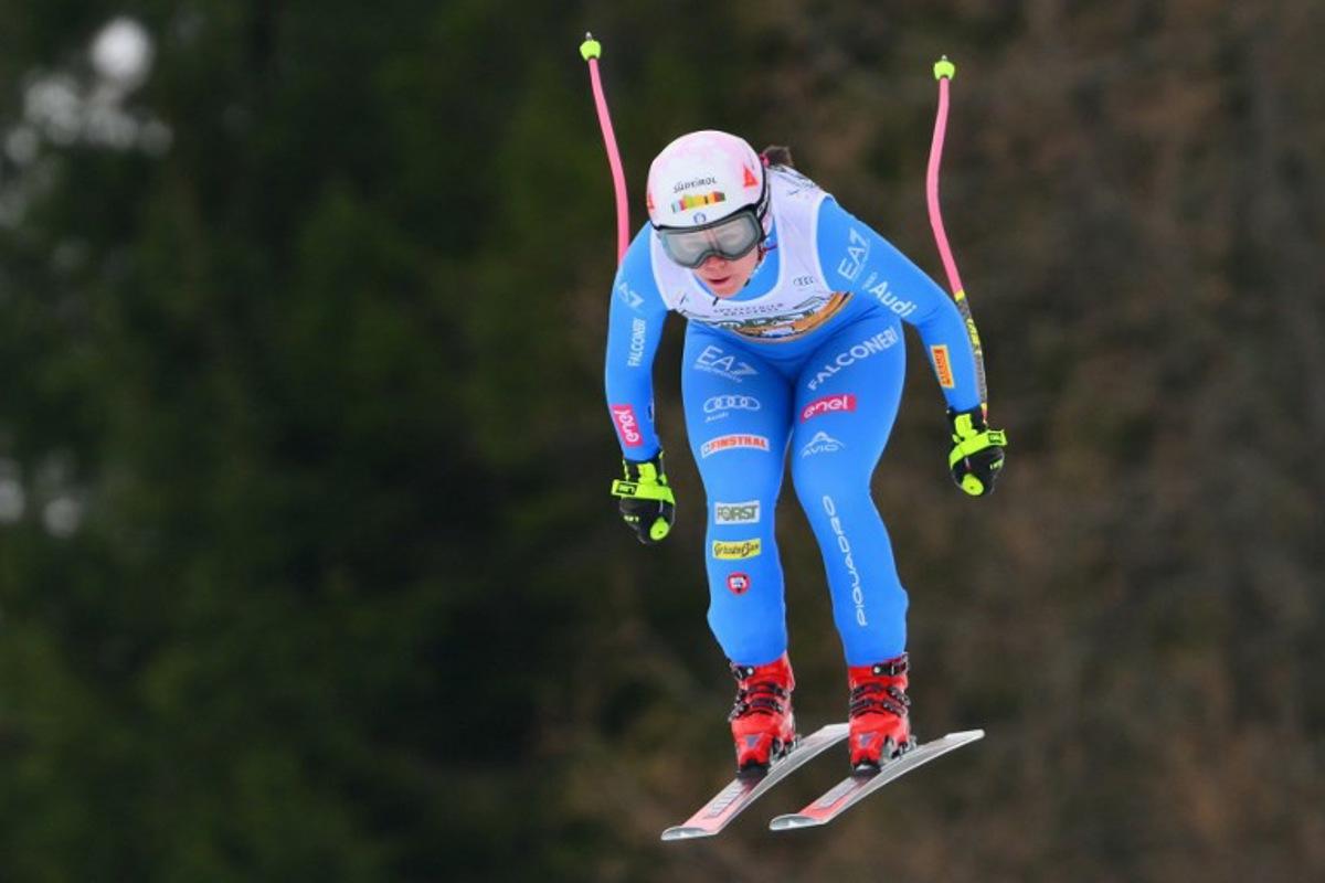 Italy's Nicol Delago competes during the Women's Downhill event of FIS Alpine Skiing World Cup in Tarvisio, Italy on January 17, 2026. Marco BERTORELLO / AFP