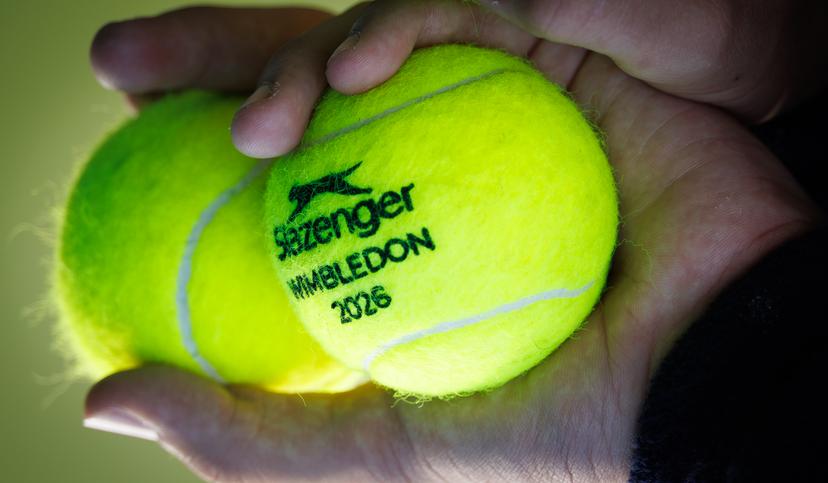 Illustration picture shows the Slazenger Wimbledon 2026 tennis balls at the Wimbledon grand slam tennis tournament in London, Britain, Monday 29 June 2026. The main tournament is starting on Monday 29th June. BELGA PHOTO BENOIT DOPPAGNE