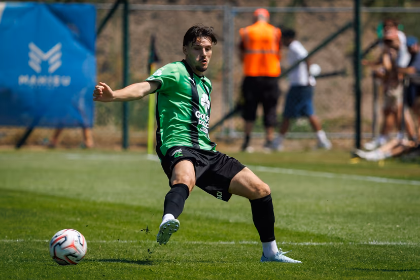 Cercle's Gary Magnee pictured in action during a friendly soccer game between first division soccer team Cercle Brugge and Lommel SK, on Saturday 11 July 2026 in Brugge, in preparation of the upcoming 2026-2027 Belgian first division soccer season. BELGA PHOTO KURT DESPLENTER