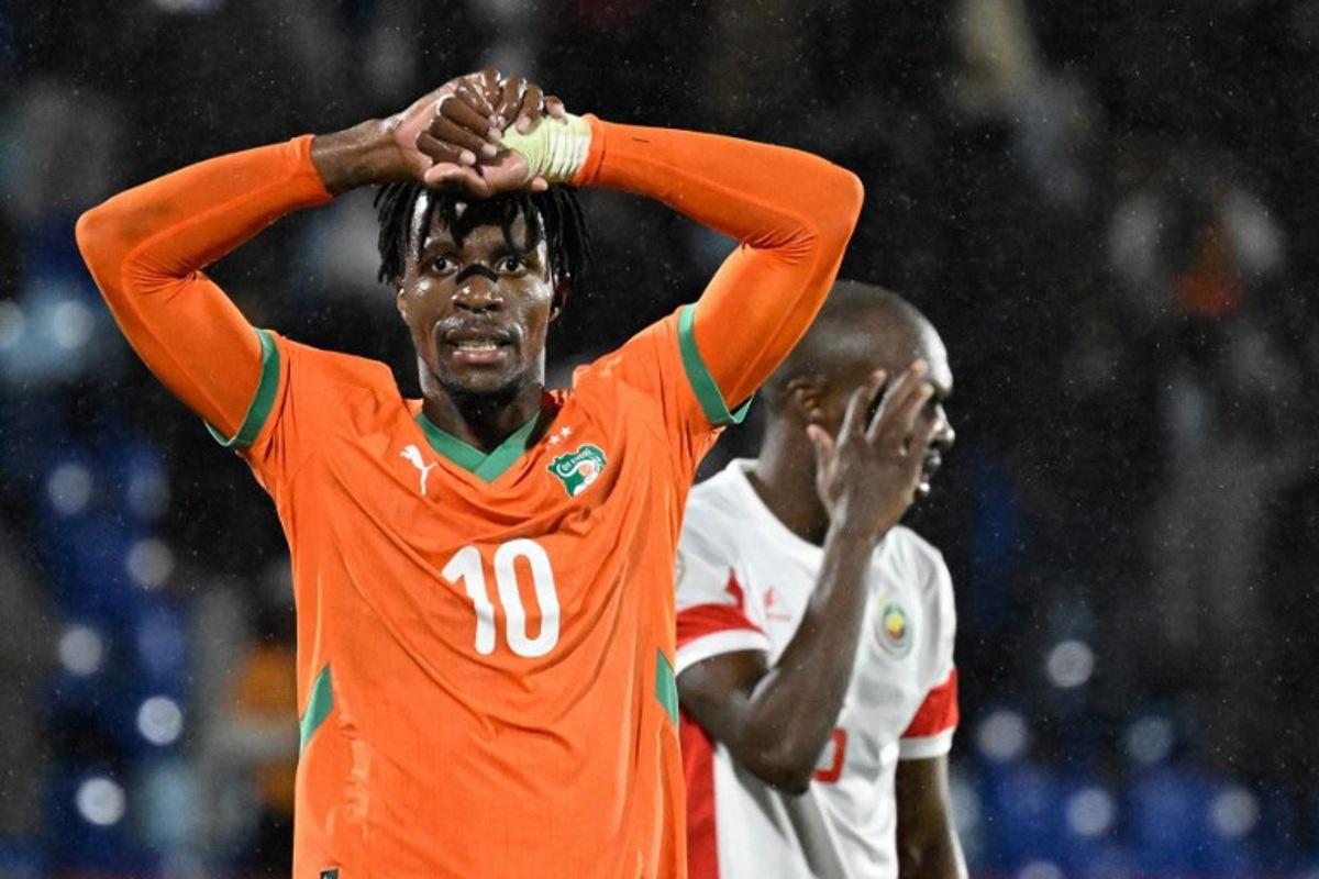 Guest, Ivory Coast's forward #10 Wilfried Zaha reacts after failing to score during the Africa Cup of Nations (CAN) Group F football match between Ivory Coast and Mozambique at Marrakesh Stadium in Marrakesh on December 24, 2025. Khaled DESOUKI / AFP