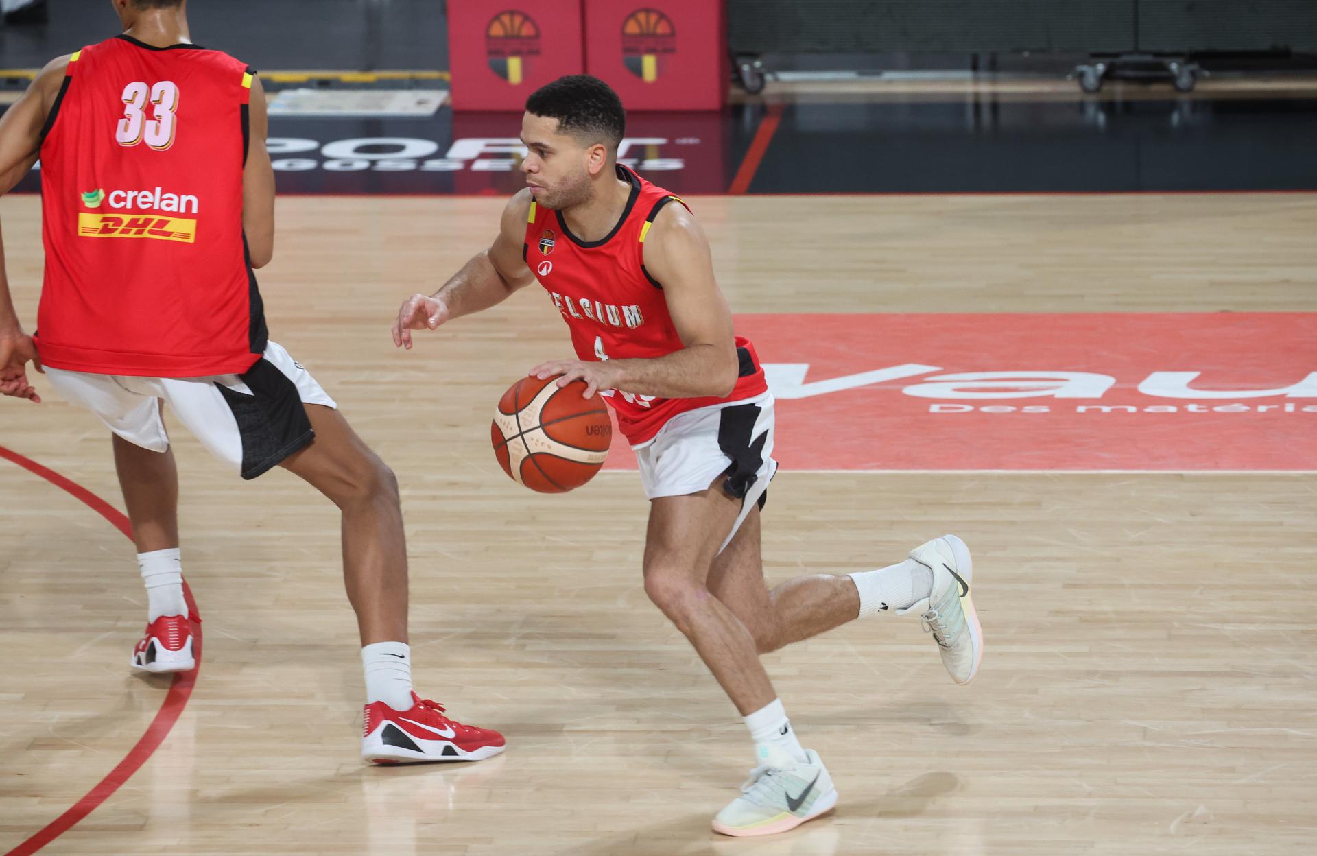 Belgium's Emmanuel Manu Lecomte pictured in action during a training session of the Belgian Lions Belgian national team, preparing for the qualifying matches against Finland for the 2027 World Cup, Tuesday 24 February 2026 in Charleroi. BELGA PHOTO VIRGINIE LEFOUR