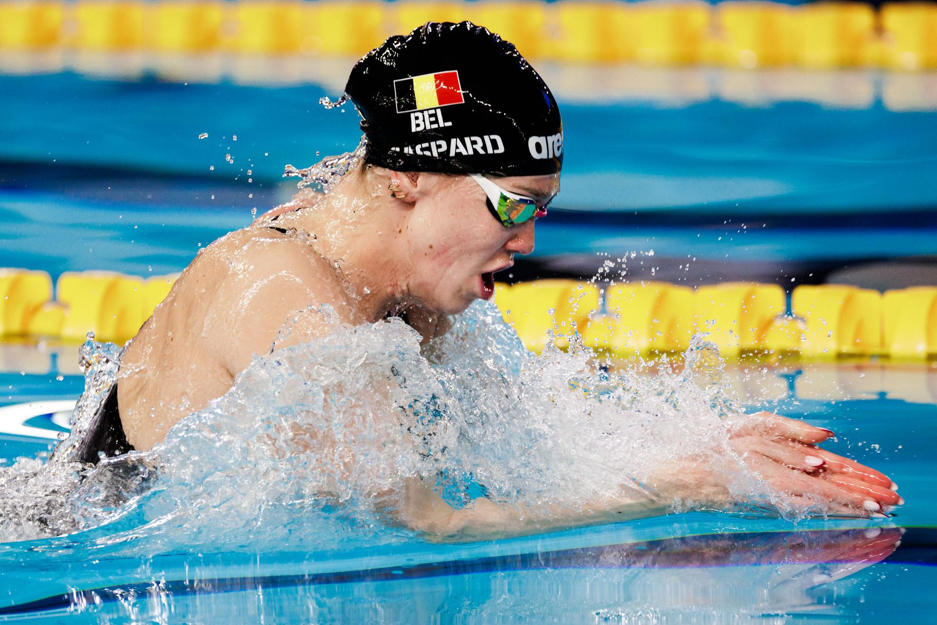 Florine Gaspard of Belgium pictured during the women 100 meter breaststroke final at the European Aquatics Short Course Swimming Championships in Lublin, Poland, on Wednesday 03 December 2025. BELGA PHOTO NIKOLA KRSTIC