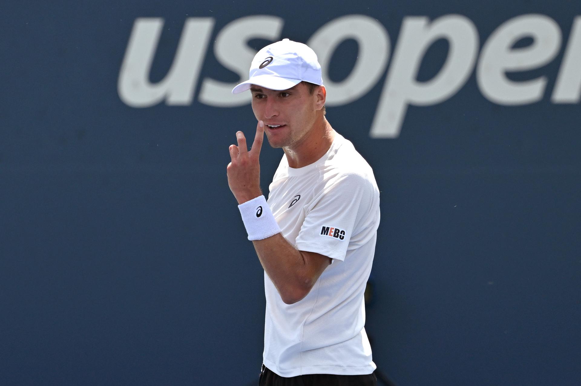 Czech Jiri Lehecka pictured in action during a tennis match against Belgian Raphael Collignon, in the third round of the men's singles of the 2025 US Open Grand Slam tennis tournament in New York City, USA, Friday 29 August 2025. BELGA PHOTO TONY BEHAR