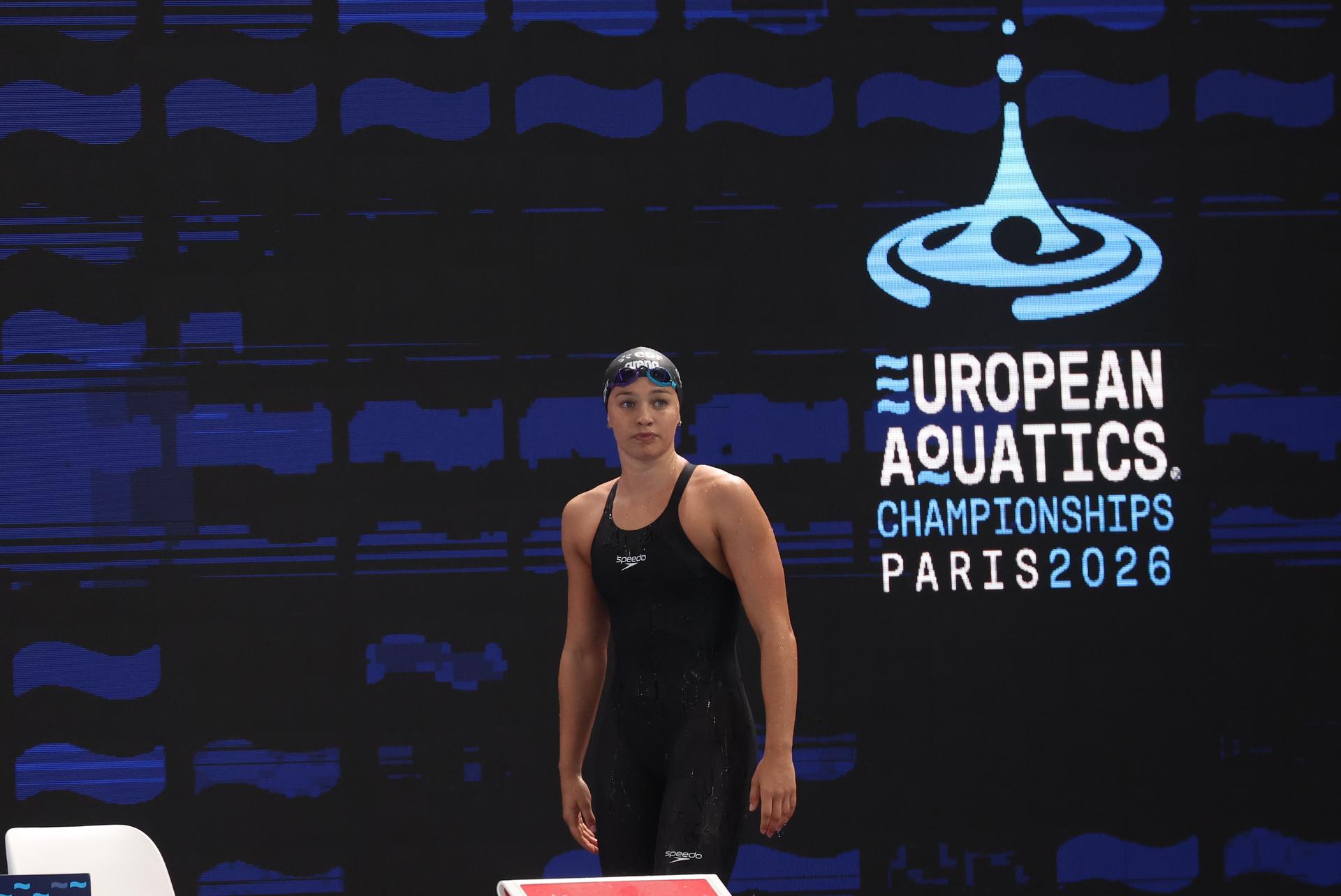 Belgian Sarah Dumont pictured during the final of the women's 200m freestyle event at the fourth day of the European Aquatics Championships in Paris, France on Thursday 13 August 2026. BELGA PHOTO VIRGINIE LEFOUR