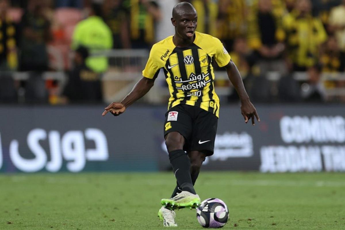 Ittihad's French midfielder #07 N'Golo Kante passes the ball during the Saudi Pro League football match between Al-Ittihad and Al-Hilal at King Abdullah Sports City in Jeddah on February 22, 2025. AFP
