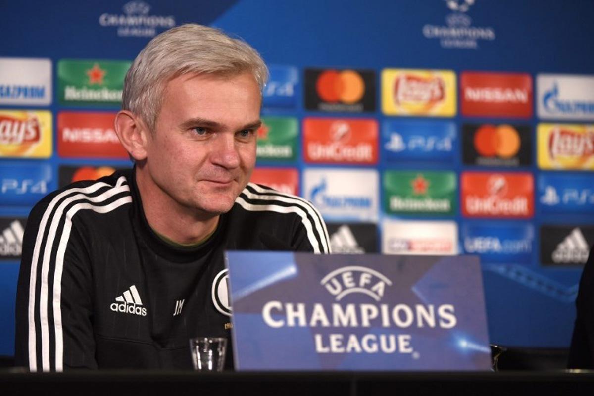 Legia´s headcoach Jacek Magiera attends a press conference in Dortmund, on November 21, 2016 on the eve of the Champions League football match between Borussia Dortmund and Legia. PATRIK STOLLARZ / AFP