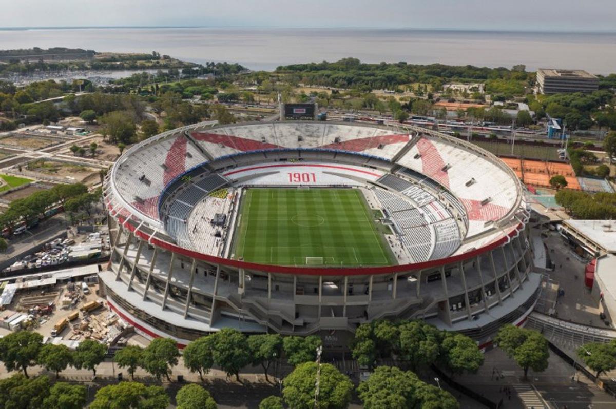 Aerial view of the Monumental stadium before the friendly football match between Argentina and Panama in Buenos Aires, on March 23, 2023. Emiliano LASALVIA / AFP