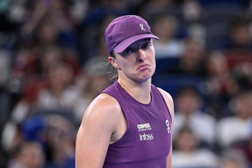 Poland's Iga Swiatek reacts after a point during her women's singles semi-final match against Poland's Maja Chwalinska at the Wuhan Open tennis tournament in Wuhan, China's Hubei province on October 17, 2026. WANG Zhao / AFP