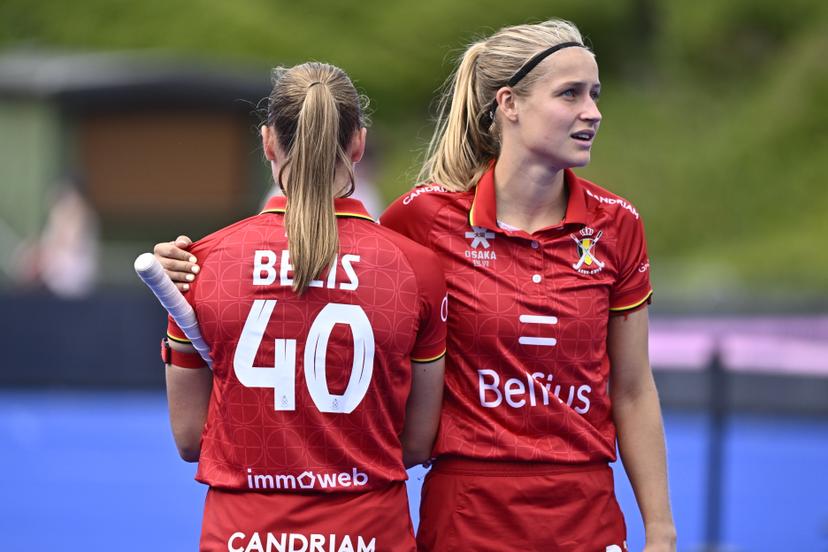 Belgium's Camille Belis pictured during a hockey game between Spain and the Belgian national team Red Panthers, the 'small final' to decide on the bronze medal of the 2025 women's European championships, Sunday 17 August 2025 in Monchengladbach, Germany. BELGA PHOTO ERIC LALMAND
