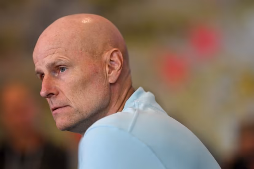 Norway's head coach Stale Solbakken gives a press conference in Montclair, New Jersey, on July, 6, 2026 during the 2026 World Cup football torunament. MAURO PIMENTEL / AFP