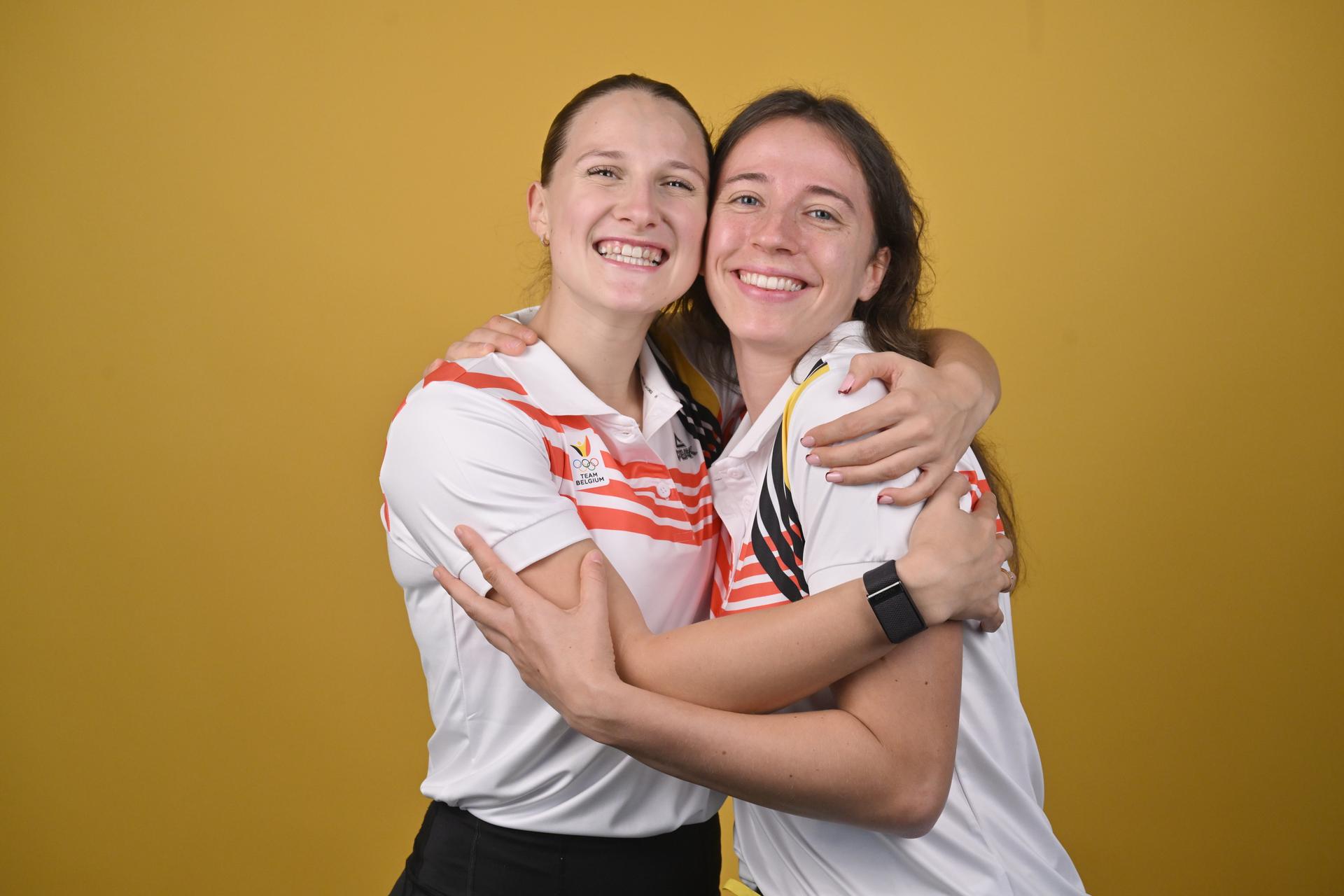 Belgian Lotte Van Lent and Belgian Janie De Nayer pose for the photographer during the annual stage of Team Belgium (13-20/11), in Belek, Turkey, Friday 15 November 2024, BELGA PHOTO ERIC LALMAND