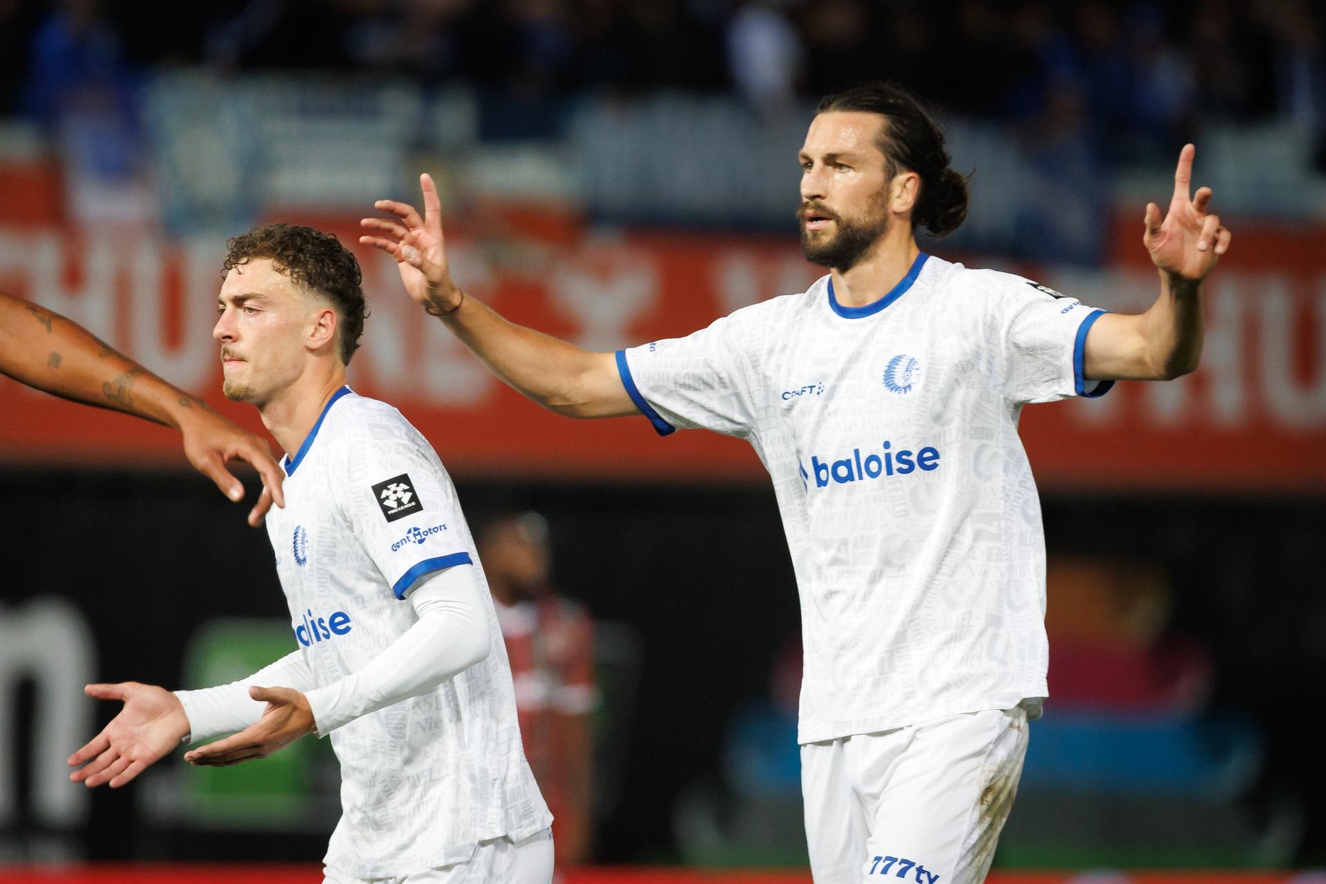 Gent's Christian Burgess pictured during a soccer match between SV Zulte Waregem and Kaa Gent, Saturday 10 October 2026 in Waregem, on day 8 of the 2026-2027 'Jupiler Pro League' first division of the Belgian championship, in Waregem. BELGA PHOTO KURT DESPLENTER