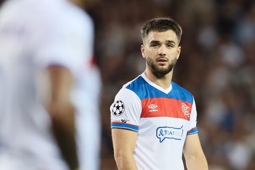 Rangers' Nicolas Raskin pictured during a soccer game between Belgian Club Brugge KV and Scottish Glasgow Rangers F.C., Wednesday 27 August 2025 in Brugge, the return leg of the play-offs for the Champions League tournament. Club won the first leg 1-3. BELGA PHOTO BRUNO FAHY