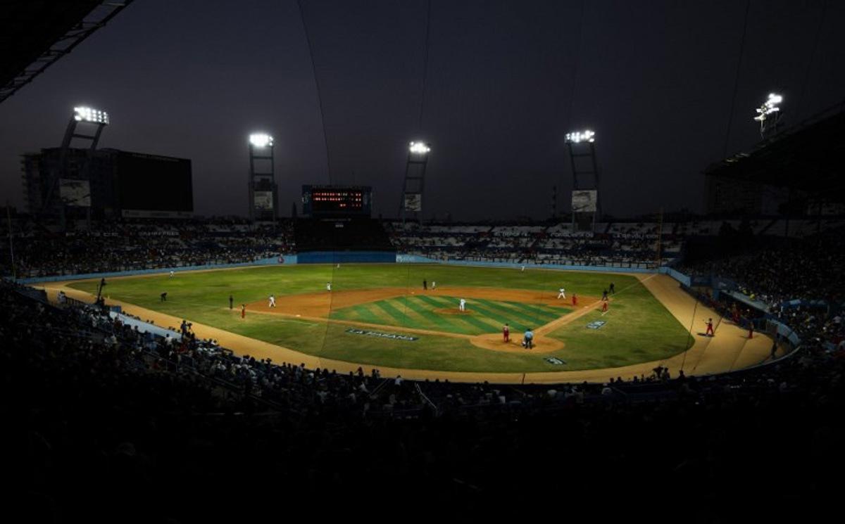 View of Havana's Latin American Stadium during Game 3 of the 62nd National Baseball Series final between Las Tunas and Industriales on August 10, 2023. YAMIL LAGE / AFP