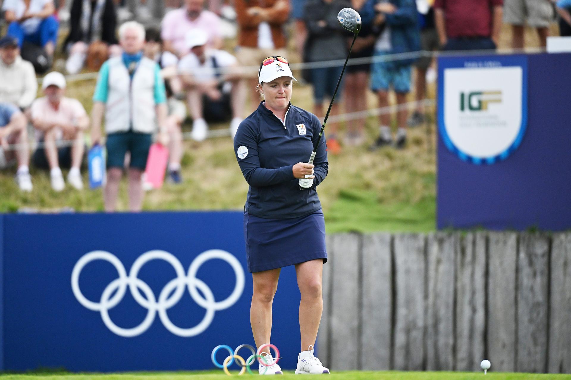 Belgian golfer Manon De Roey pictured in action during the first round of the Women's stroke play golf competition at the Paris 2024 Olympic Games, on Wednesday 07 August 2024 in Paris, France. The Games of the XXXIII Olympiad are taking place in Paris from 26 July to 11 August. The Belgian delegation counts 165 athletes competing in 21 sports. BELGA PHOTO ANTHONY BEHAR ** ** *** BELGIUM ONLY ***