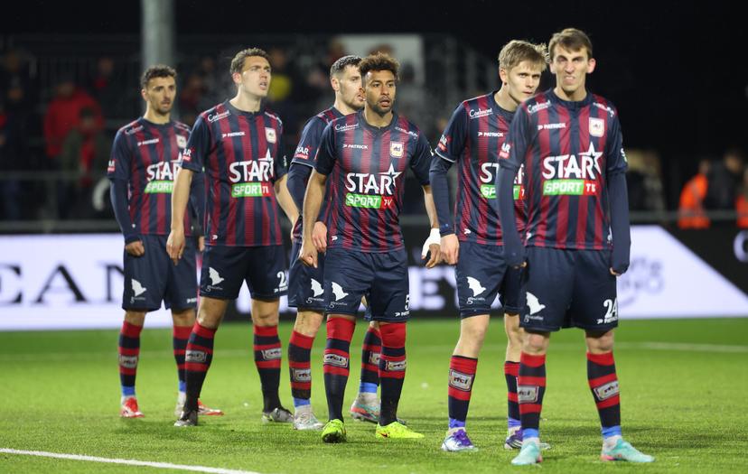 Liege's players pictured during a soccer game between RFC Liege and Beerschot VA, Saturday 14 March 2026 in Liege, on day 30 of the 2025-2026 'Challenger Pro League' 1B second division of the Belgian championship. BELGA PHOTO VIRGINIE LEFOUR