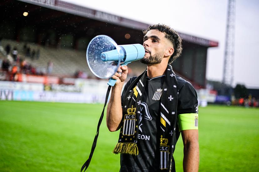 Charleroi's Kevin Van Den Kerkhof celebrates after winning a soccer match between KV Kortrijk and Sporting Charleroi, Saturday 29 August 2026 in Kortrijk, on day 4 of the 2026-2027 'Jupiler Pro League' first division of the Belgian championship. BELGA PHOTO TOM GOYVAERTS