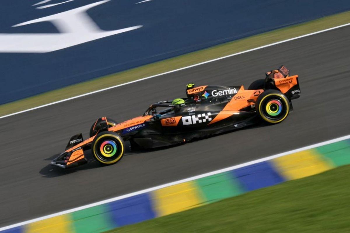 McLaren's British driver Lando Norris drives during the sprint qualifying of the Sao Paulo Formula One Grand Prix at the Jose Carlos Pace racetrack, aka Interlagos, in Sao Paulo, Brazil on November 7, 2025. Nelson ALMEIDA / AFP