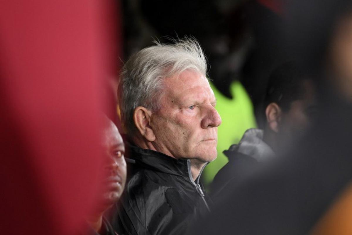 Uganda's head coach Paul Put looks on during the Africa Cup of Nations (CAN) Group C football match between Uganda and Tanzania at Al Medina Stadium in Rabat on December 27, 2025. SEBASTIEN BOZON / AFP