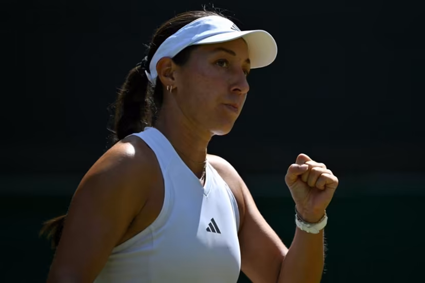 US player Jessica Pegula celebrates winning the second set against US player Iva Jovic during their women's singles round of sixteen tennis match on the seventh day of the 2026 Wimbledon Championships at The All England Lawn Tennis and Croquet Club in Wimbledon, southwest London, on July 5, 2026. Glyn KIRK / AFP