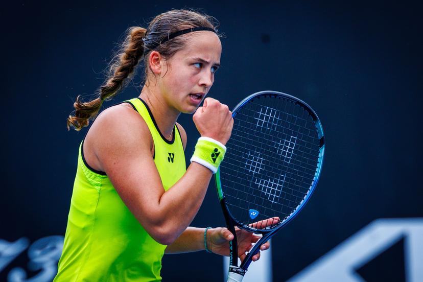 Belgium¿s Hanne Vandewinkel during a qualifying match against USA¿s Carol Young Suh at the Australian Open, Melbourne Park, Melbourne, January 13, 2026. Photo by Patrick Hamilton/SIPA USA) --- BENELUX ONLY ---
