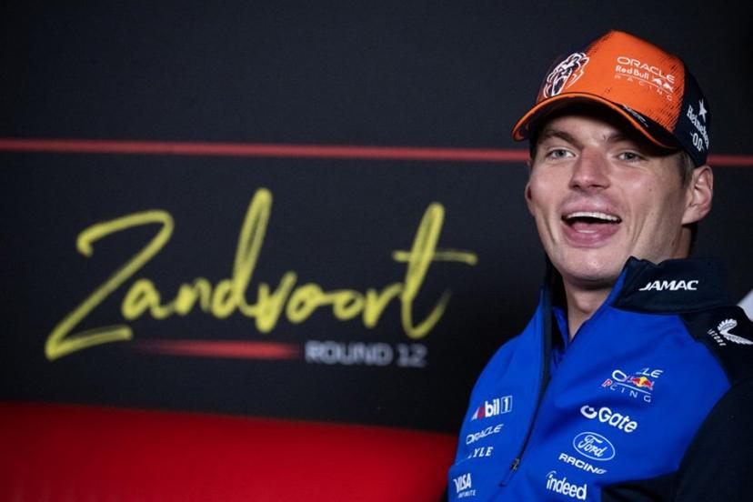 Red Bull Racing's Dutch driver Max Verstappen smiles during a press conference ahead of the Formula One Dutch Grand Prix at The Circuit Zandvoort, western Netherlands, on August 20, 2026. JOHN THYS / AFP