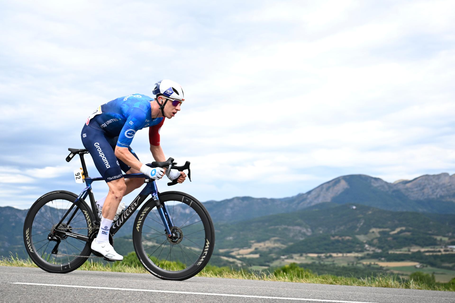 British Lewis Askey of Groupama-FDJ pictured in action during stage 17 of the 2025 Tour de France cycling race, from Bollene to Valence (161km), on Wednesday 23 July 2025 in France. The 112th edition of the Tour de France starts on Saturday 5 July in Lille, France, and will finish in Paris, France on the 27th of July. BELGA PHOTO JASPER JACOBS