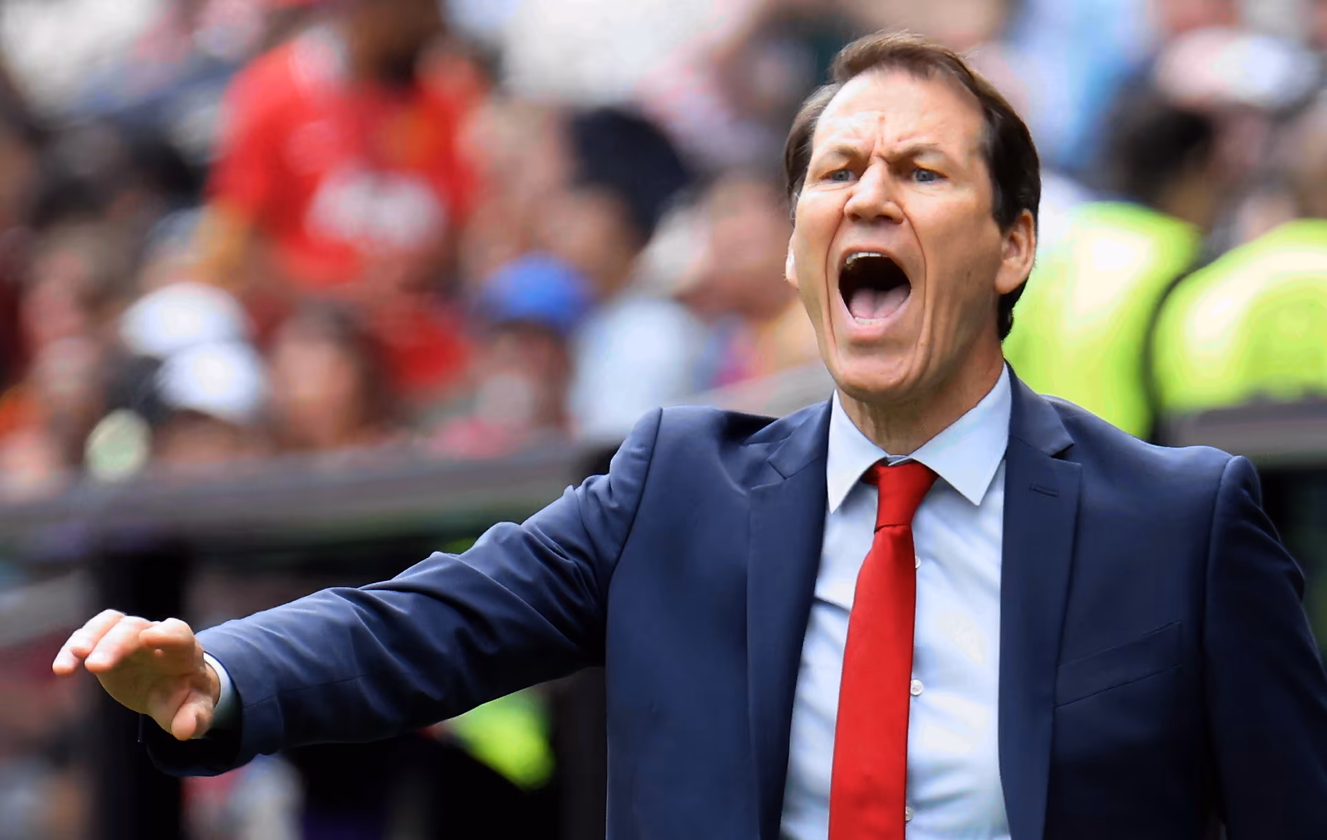 Belgium's head coach Rudi Garcia reacts during a soccer game between Belgian national team Red Devils and Senegal, on Wednesday 01 July 2026, at the Seattle Field, in Seattle, a 1/16 finals game in the FIFA World Cup 2026. BELGA PHOTO BRUNO FAHY
