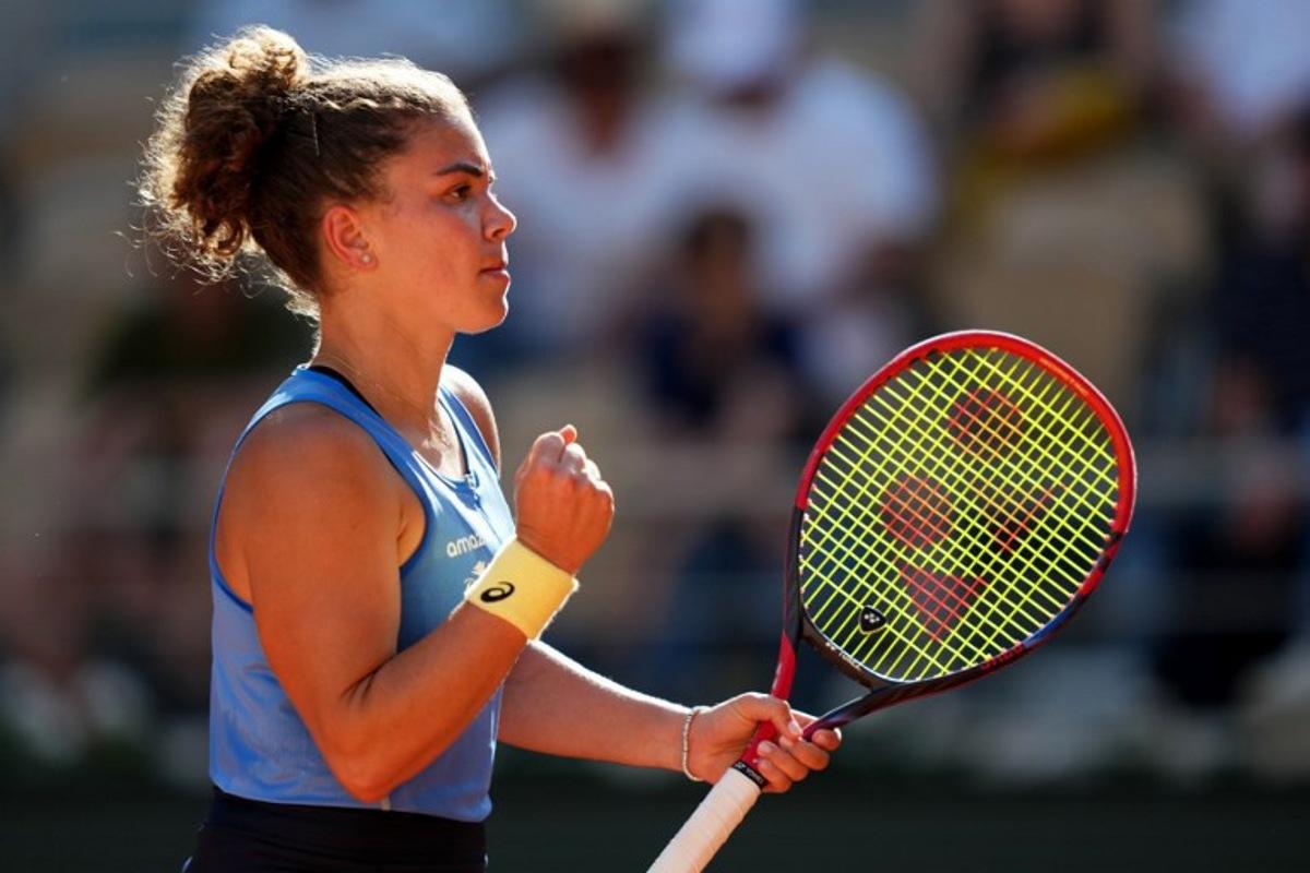 Italy's Jasmine Paolini reacts after a point during her women's singles match against Ukraine's Yuliia Starodubtseva on day 6 of the French Open tennis tournament on Court Philippe-Chatrier at the Roland-Garros Complex in Paris on May 30, 2025. Dimitar DILKOFF / AFP