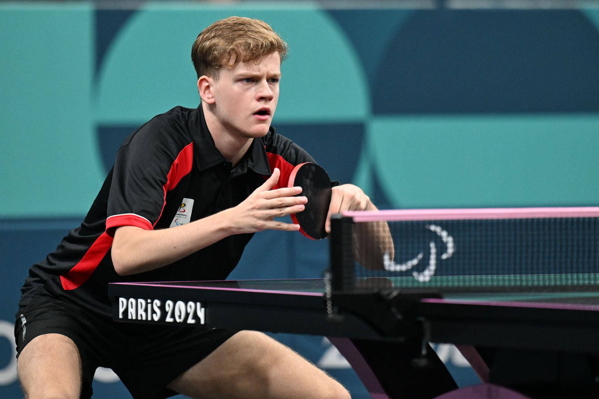 Laurens Devos earns his ticket to the men's para table tennis singles final at the Paris Paralympic Games, in class 9, on September 7, 2024, Paris, France. Photo by Tomas Stevens/ABACAPRESS.COM - ***BELGIUM ONLY***