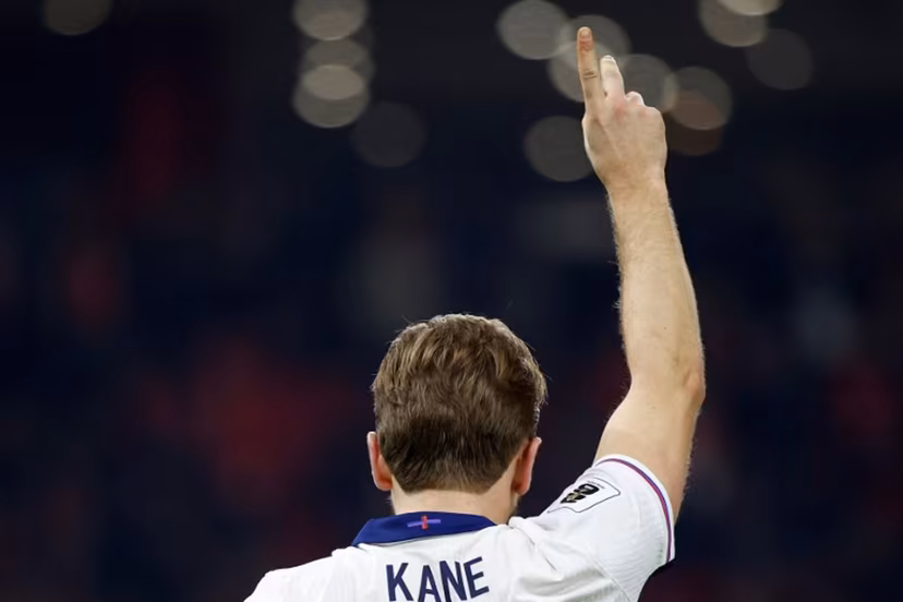 England's striker #09 Harry Kane reacts during the FIFA World Cup 2026 European qualification football match between Albania and England at the "Air Albania" stadium in Tirana, on November 16, 2025. Adnan Beci / AFP