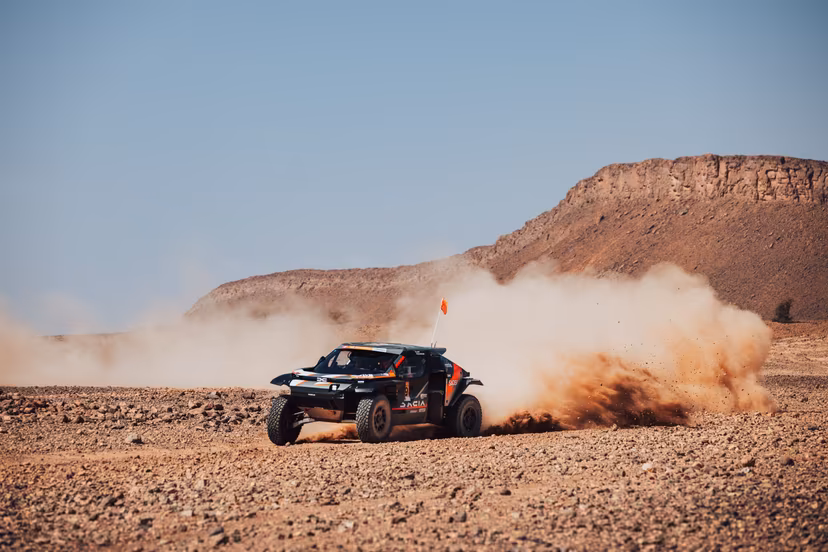 ATTENTION EDITORS - HANDOUT PICTURES - EDITORIAL USE ONLY MANDATORY CREDIT DACIA SANDRIDERS - This handout picture, released by Dacia Sandriders on Wednesday 30 September 2026 shows Sébastien Loeb and Edouard Boulanger during stage 1 of the WRC Rally of Morocco on 29 September 2026. - Belga and Belga editorial board decline all responsability regarding the content of this picture. PHOTO HANDOUT Dacia Sandriders
