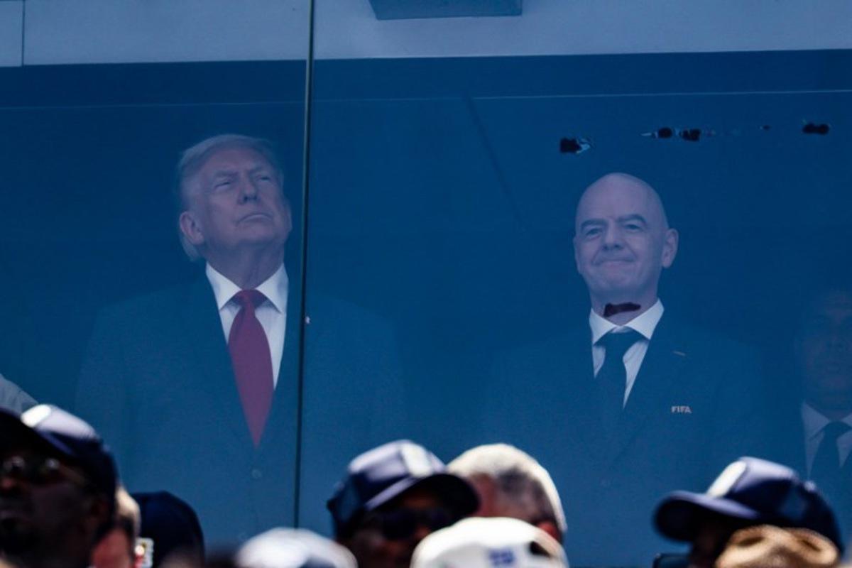 US President Donald Trump and FIFA President Gianni Infantino attend the 2026 World Cup football final between Spain and Argentina in East Rutherford, New Jersey on July 19, 2026. Odd ANDERSEN / AFP