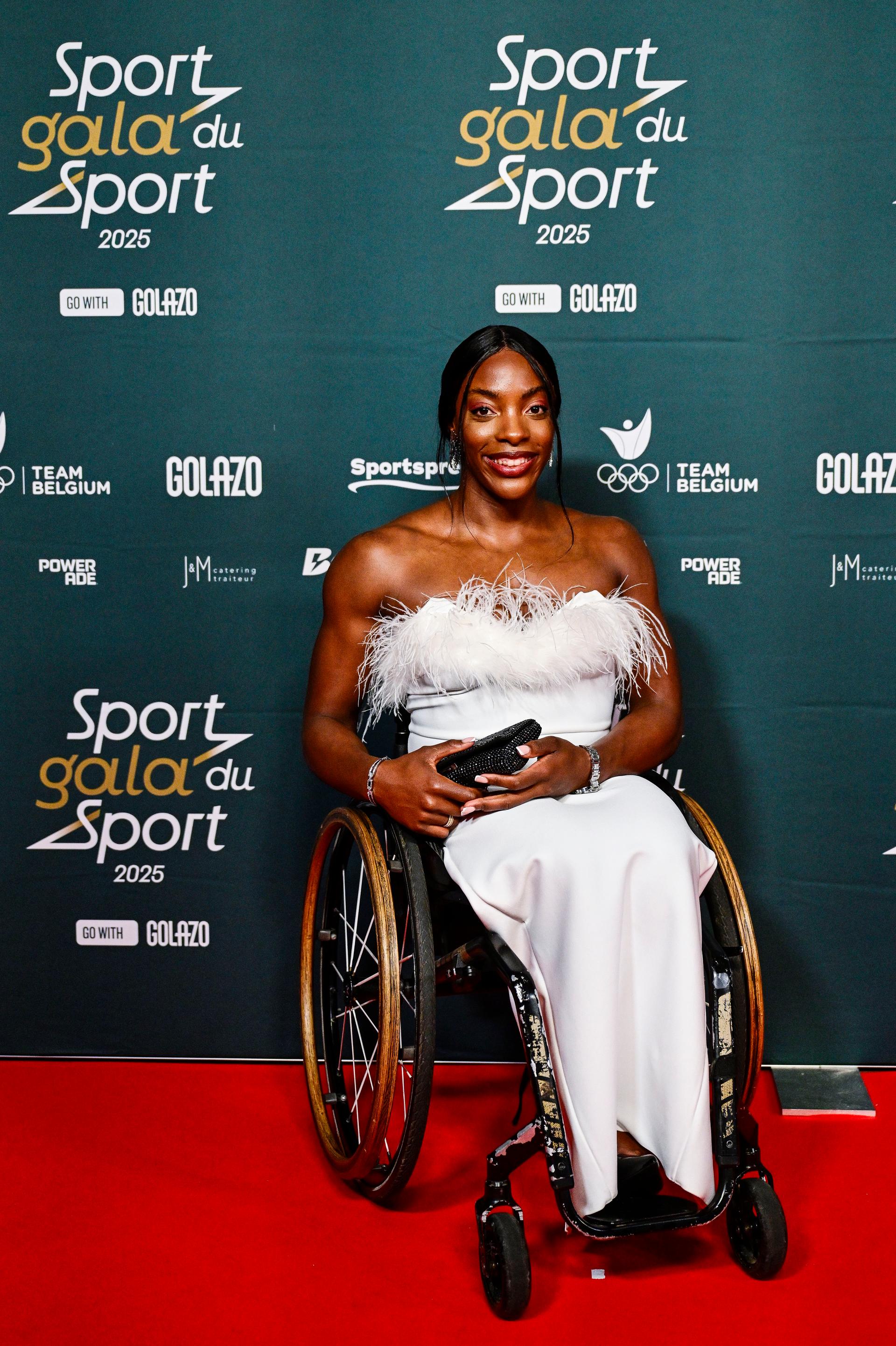 Paralympic Lea Bayekula pictured at the 'Sportgala' award show, to announce the sport women and men of the year 2025, Sunday 14 December 2025 in Schelle. BELGA PHOTO DIRK WAEM