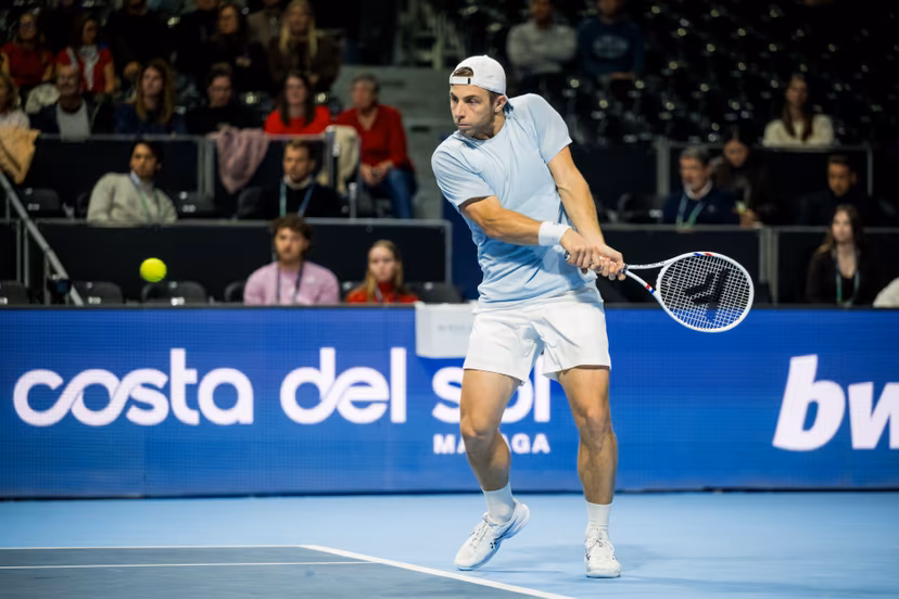 Tallon Griekspoor of the Netherlands pictured in action during the European Open ATP tennis tournament in Brussels, on Tuesday 20 October. This year's edition of the tournament is taking place from 17 to 25 October BELGA PHOTO JASPER JACOBS