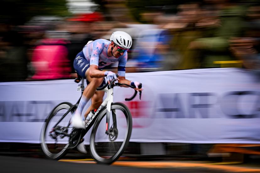 American Brandon McNulty is pictured in action during the elite men Road Race race (273,7 km) at the cycling World Championship, in Montreal, Canada, Sunday 27 September 2026. The UCI road world championships are taking place from 20 to 27 September, in Montreal, Canada. BELGA PHOTO JASPER JACOBS