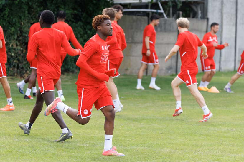 Kortrijk's Fuhna Wirsiy Nsolo pictured in action during a training session of Belgian first division soccer team KV Kortrijk, on Thursday 11 June 2026 in Kortrijk, in preparation of the upcoming 2026-2027 Belgian first division soccer season. BELGA PHOTO KURT DESPLENTER