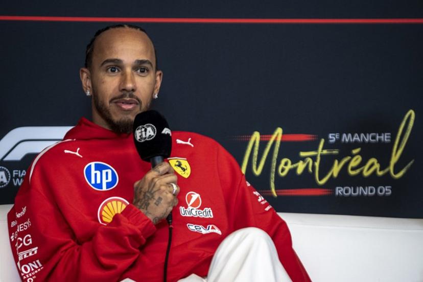 Ferrari's British driver Lewis Hamilton answers a question during a press conference before the F1 races at the Circuit Gilles-Villeneuve in Montreal, Quebec, Canada, on May 21, 2026. ANDREJ IVANOV / AFP