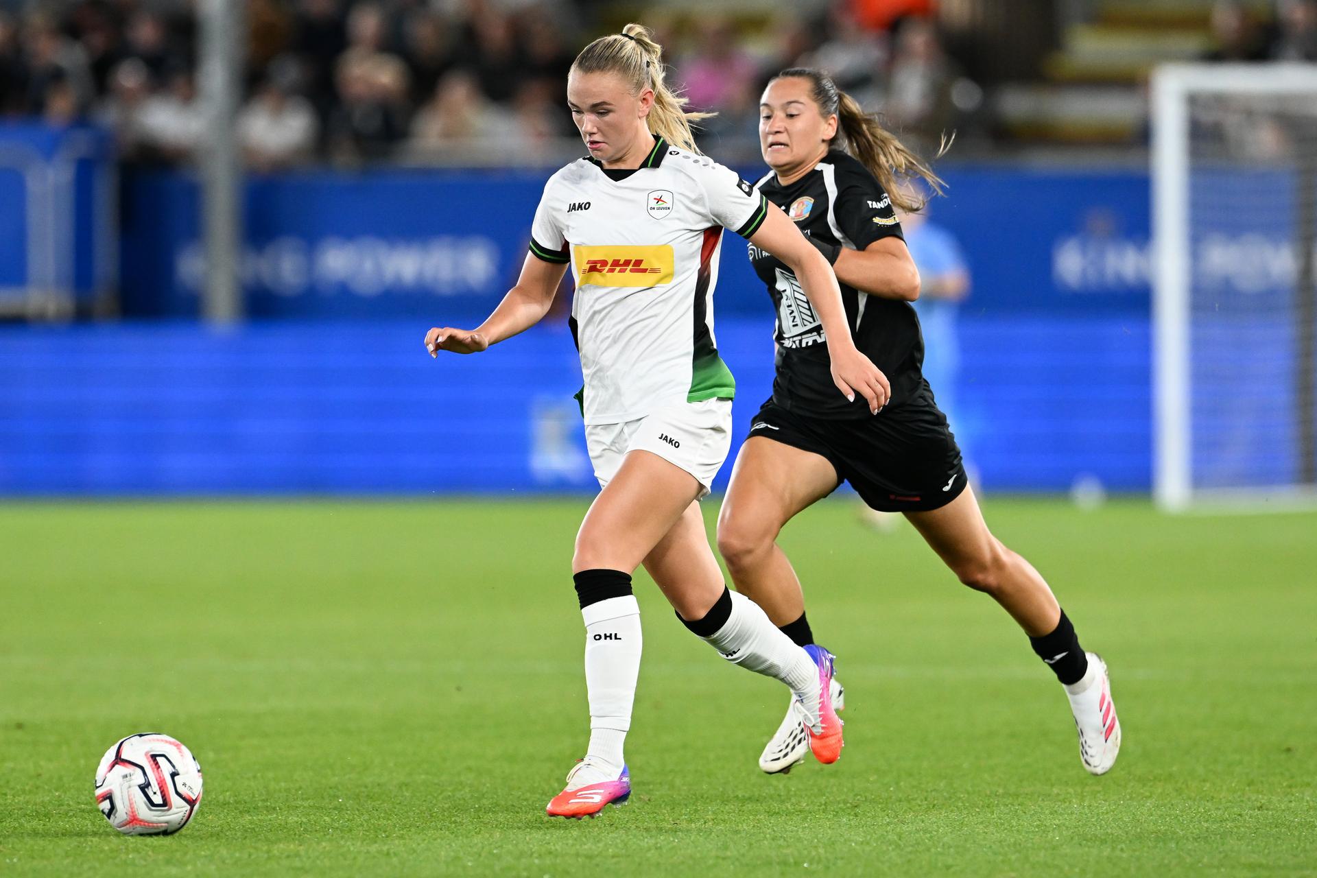 OHL's Isabella Isa Dekker is pictured in action during a game between Oud-Heverlee Leuven Women and Poland women team Czarni Sosnowiec, Wednesday 2 September 2026 in Leuven, a return leg in the third round qualification game in the UEFA Women's Champions League. OHL Women won 1-4 the first leg. BELGA PHOTO JILL DELSAUX