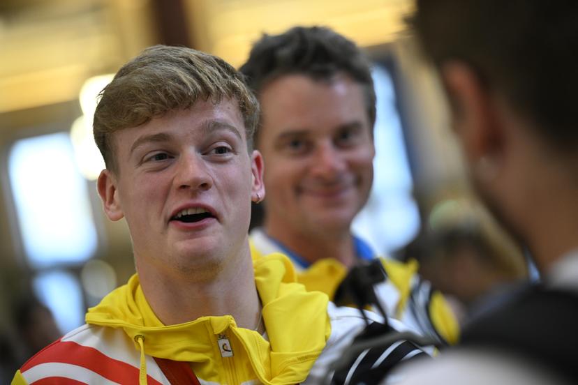 Belgian Paralympian athlete Laurens Devos pictured during a ceremony to honor the athletes that competed at the 2024 Summer Paralympic Games, on Monday 09 September 2024 at the Bourse - Beurs in the city center of Brussels. Belgium took home 14 medals, among which 7 gold, at the 17th Paralympics, which took place from 28 August to 8 September 2024 in Paris, France. BELGA PHOTO JASPER JACOBS