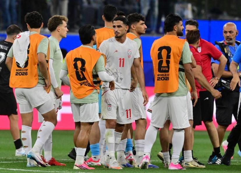 Iran's forward #11 Ali Alipour and teammates react after the 2026 World Cup Group G football match between Iran and New Zealand at Los Angeles Stadium in Inglewood on June 15, 2026. Frederic J. Brown / AFP
