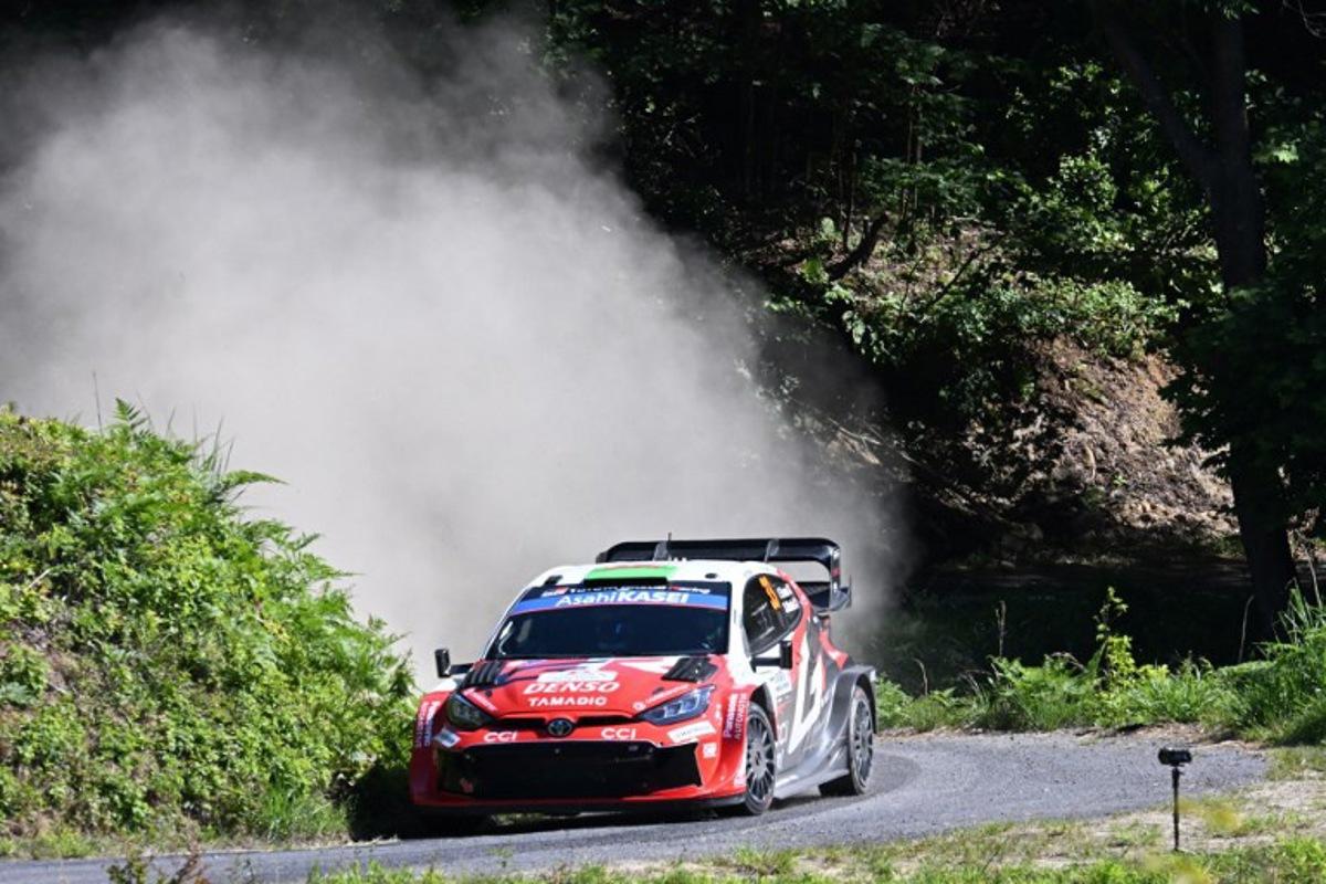 Elfyn Evans of Great Britain and his co-driver Scott Martin of Great Britain drive their Toyota GR Yaris Rally1 during the SS11 Ena section of the Rally Japan, the 7th round of the FIA World Rally Championships in Toyota city, Aichi prefecture on May 30, 2026. Toshifumi KITAMURA / AFP
