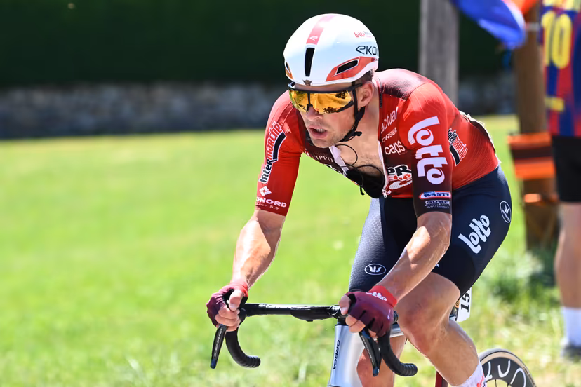 French Baptiste Veistroffer of Lotto Intermarche pictured in action during stage 17 of the 2026 Tour de France cycling race, a stage of 175km from Chambery to Voiron, on Wednesday 22 July 2026. The 113th edition of the Tour de France starts on Saturday 4 July in Barcelona, Spain, and will finish in Paris, France on the 26th of July. BELGA PHOTO POOL GREGORY VAN GANSEN